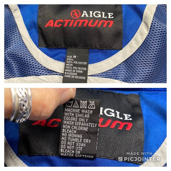 AIGLE Actimum Blue Windproof Jacket Detachable Hood M - Picture 9 of 13